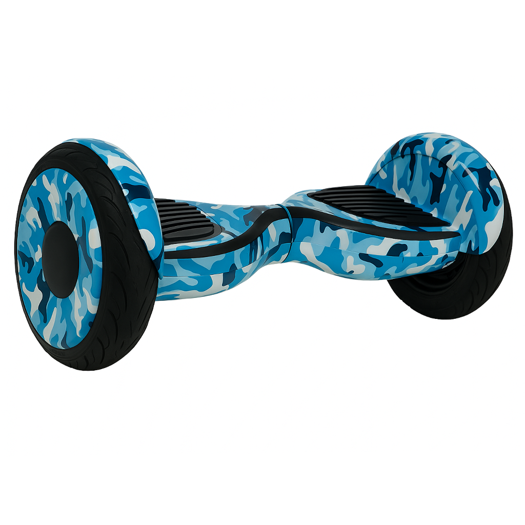 Skate Eletrico Hoverboard 10 Polegadas com Bluetooth - Azul Camuflado