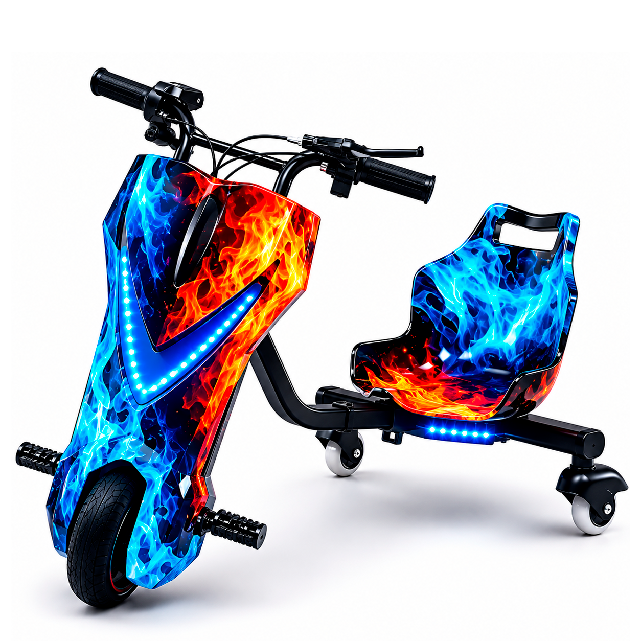 Triciclo Elétrico Drift 6,5" Bluetooth LED - Fogo e Gelo