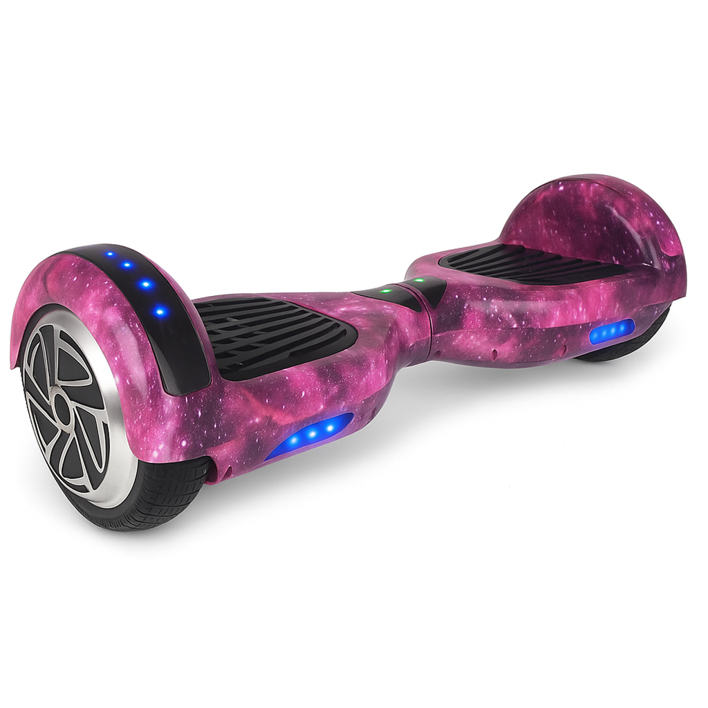 Skate Eletrico Hoverboard 6,5 Polegadas - Roxo Galaxia com Bluetooth e LEDs