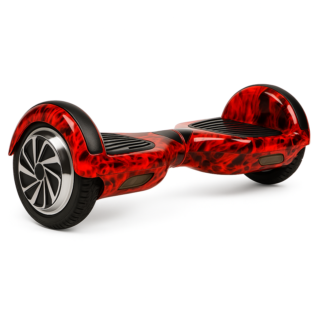 Skate Eletrico Hoverboard 6,5 Polegadas - Vermelho Fogo com Bluetooth e LEDs