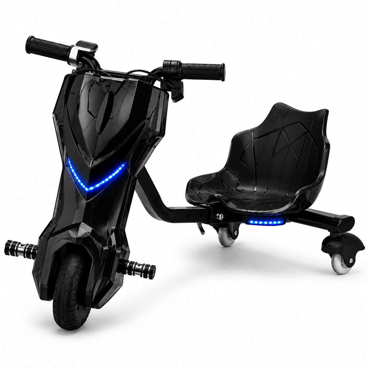 Triciclo Elétrico Drift 6,5" Bluetooth LED - Preto