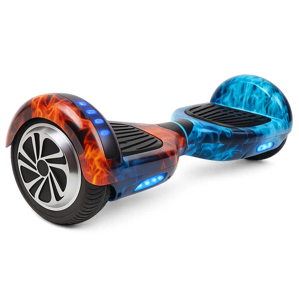 Skate Eletrico Hoverboard 6,5 Polegadas - Fogo e Gelo com Bluetooth e LEDs