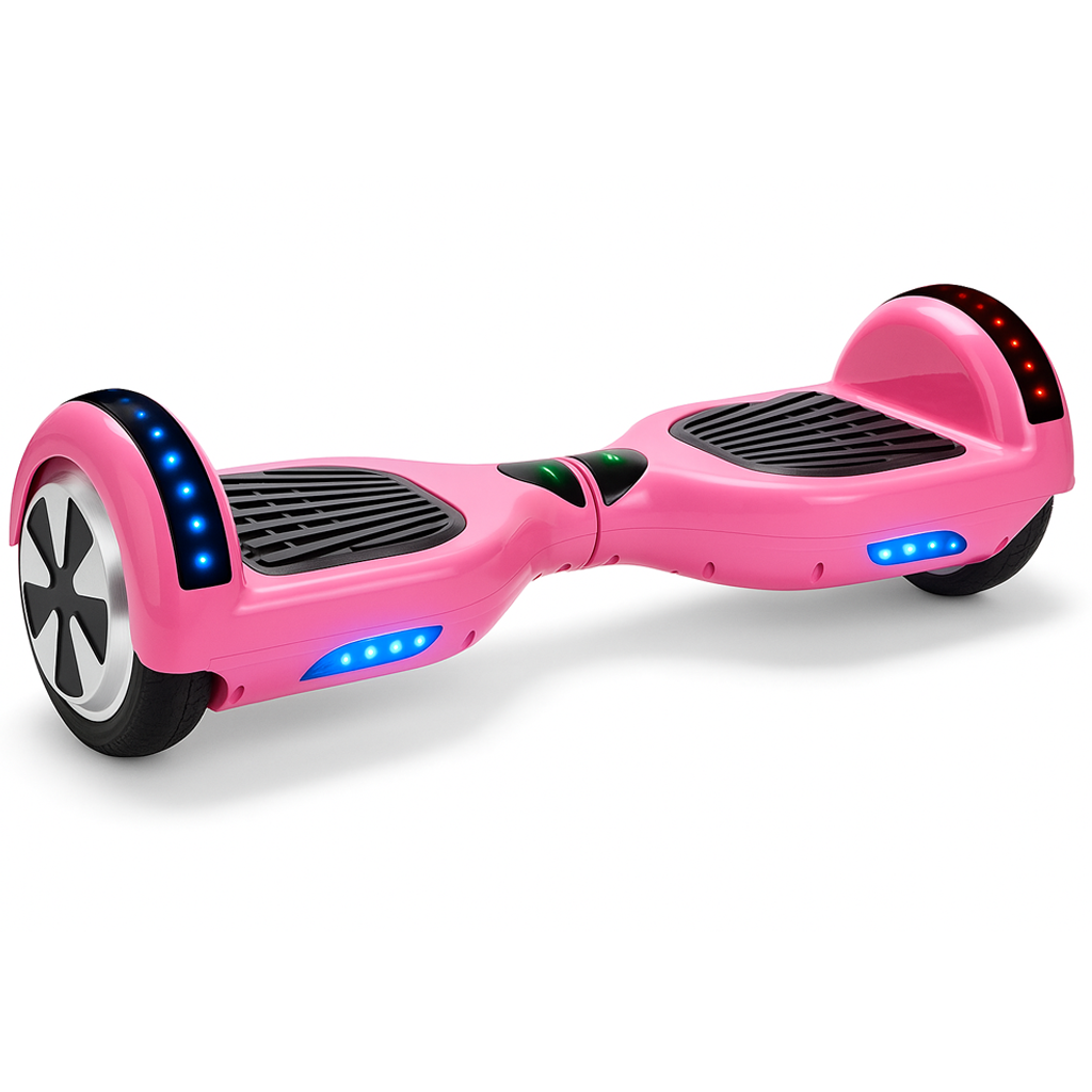 Skate Eletrico Hoverboard 6,5 Polegadas - Rosa com Bluetooth e LEDs