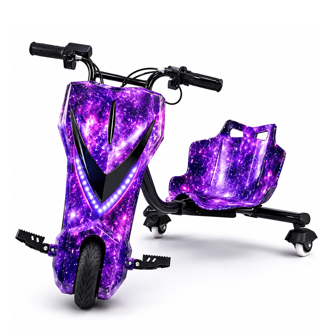 Triciclo Elétrico Drift 6,5" Bluetooth LED - Roxo Galáxia