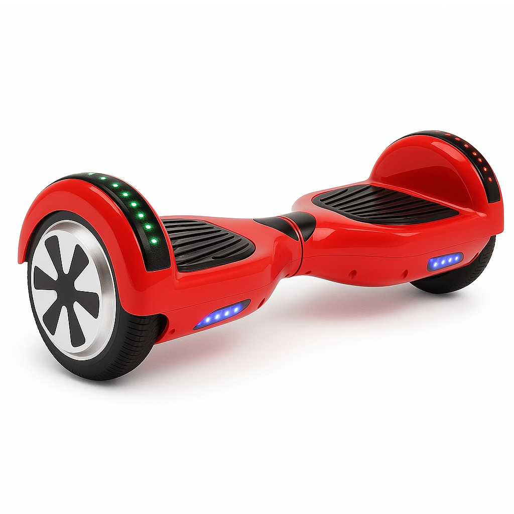 Skate Eletrico Hoverboard 6,5 Polegadas - Vermelho com Bluetooth e LEDs